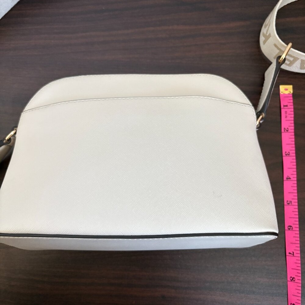Michael Kors Cindy Dome Crossbody Saffiano Leather Cream Adjustable Logo Strap - Picture 6 of 9